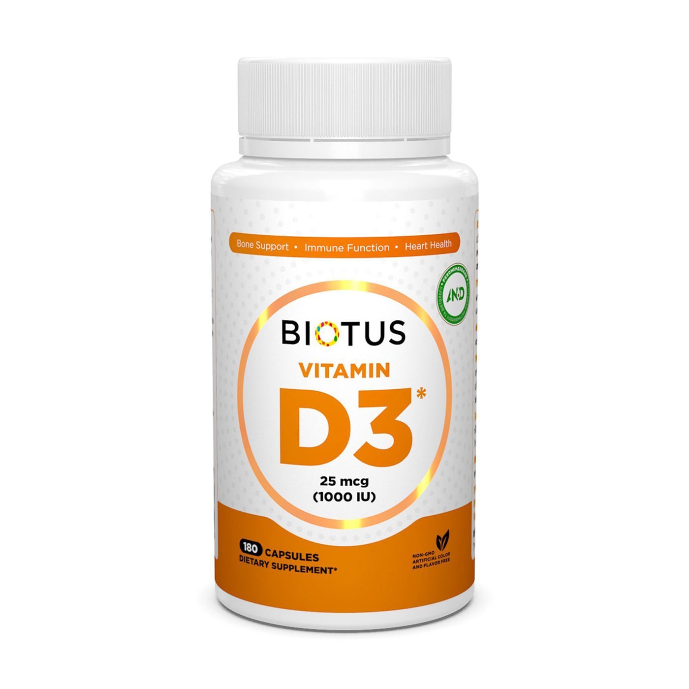 Вітамін Д3 Biotus Vitamin D3, 1000 МО, 180 капсул